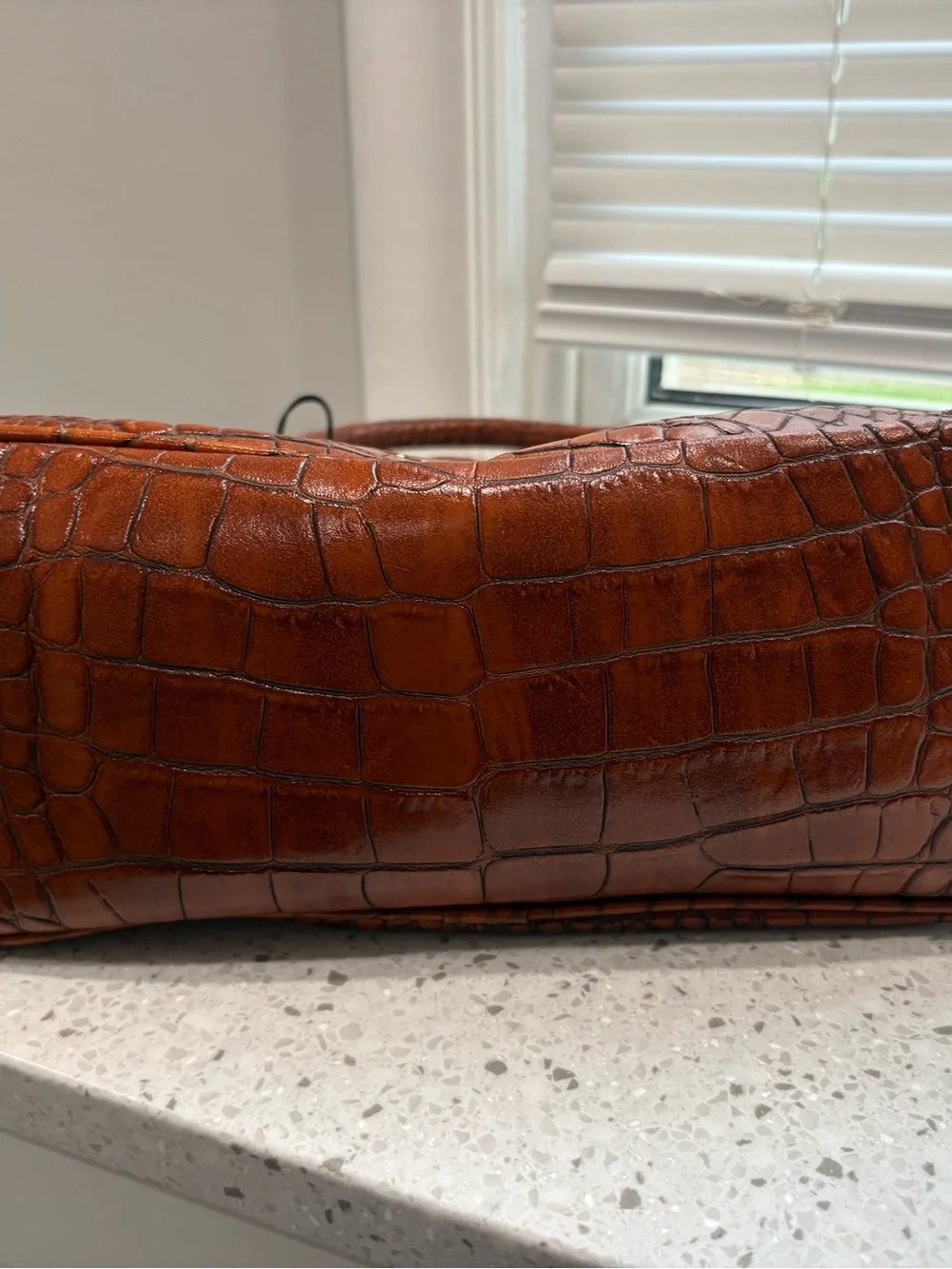 NWT Claudia Firenze Women's Croc-Embossed Leather Satchel in Brown